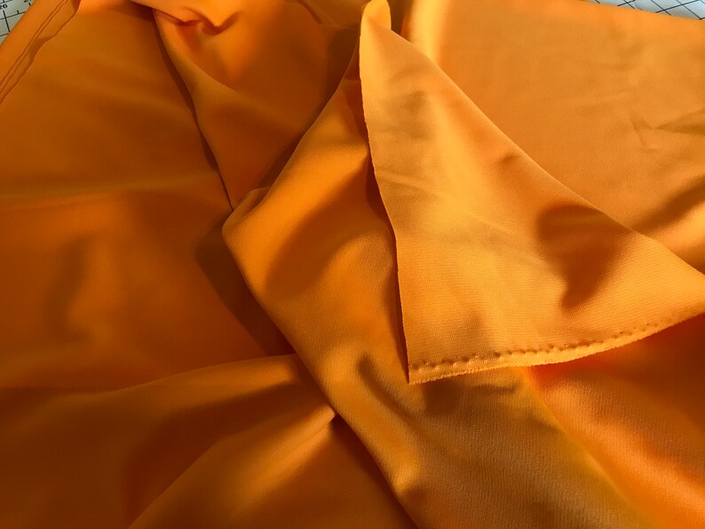 Vintage Polyester Fabric Tangerine 3 Yards Orange