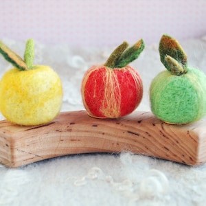 Grimms ring ornament, felted apple decor, waldorf birthday celebration ring decoration