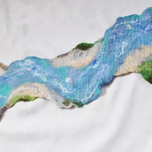 River felted play mat. Waldorf inspired wool playmat. Nature table decor