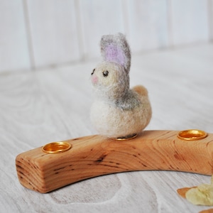 Waldorf birthday ring ornament, felted bunny, woodland dacoration, Grimms celebrtion, storytelling