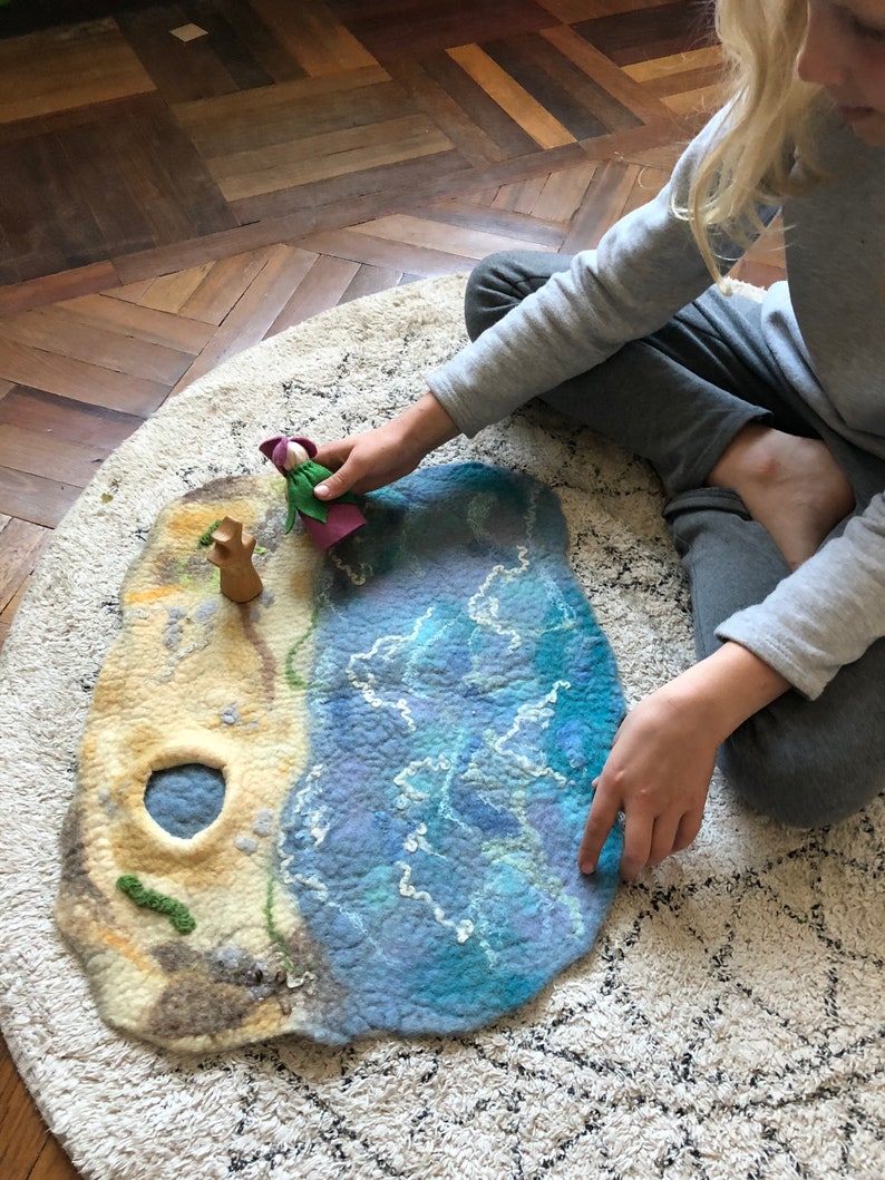Waldorf Felt Play Mat Seaside Playmat Wet Felted Playscape Etsy