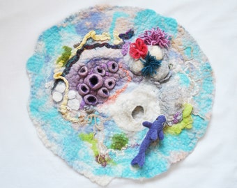 Сoral reef Playmat, Waldorf Play Mat, Loose Parts, Felted Playscape, Seabed, Montessori Kids Gift, Seabeach, Stotytelling