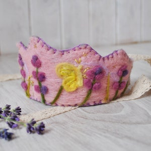 Lavender birthday cown. Flower cown for a girl. Waldorf first birthday crown.