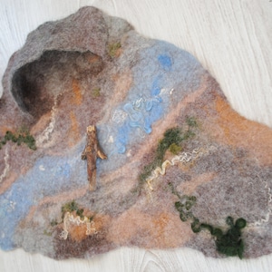 Rocky river play mat, mountain play scene , autumn / spring nature table decore, waldorf plascene