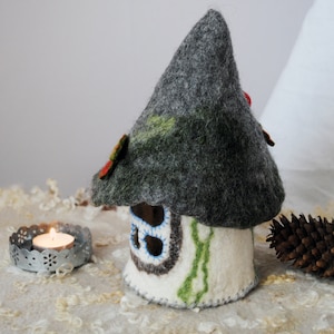 Fairy house - felted fairy lamp - table lamp  - Waldorf inspired - MADE TO ORDER - bespoke –woodland