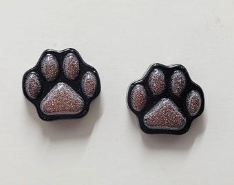 Black Cat Paw Stud Resin Earrings
