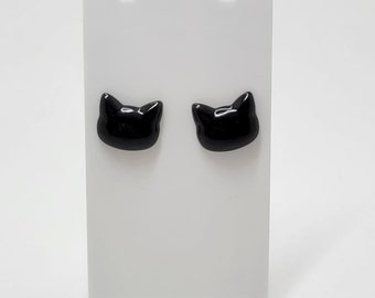 Black Cat Resin Stud Earrings