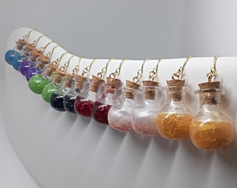 Potion Bottle Resin Earrings Gold Flake Gold Silver Plated Custom Made