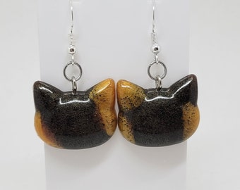 Tortoiseshell Tortie Cat Resin Dangle Earrings