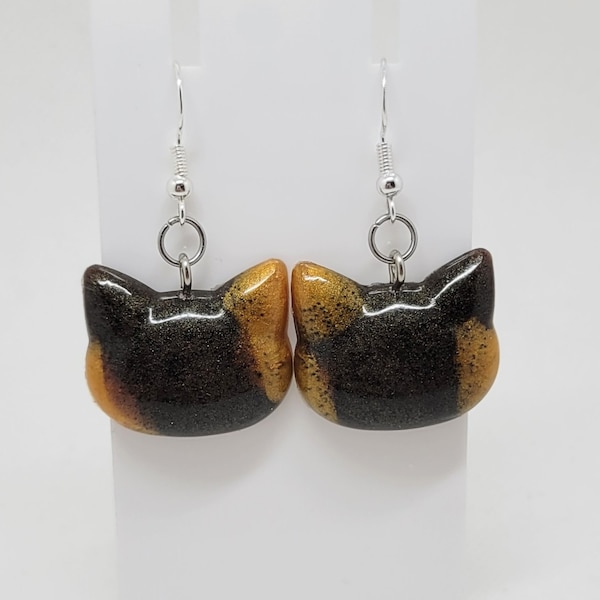 Tortoiseshell Tortie Cat Resin Dangle Earrings