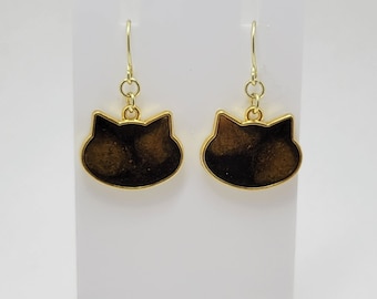 Tortoiseshell Tortie Cat Resin Dangle Earrings