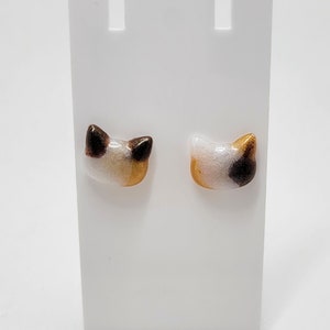 Calico Cat Resin Stud Earrings