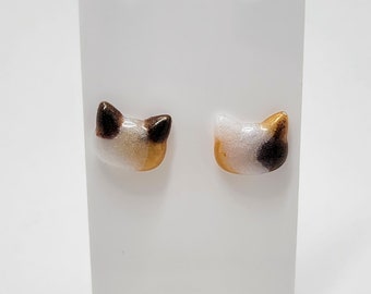 Aretes de resina con gato calico