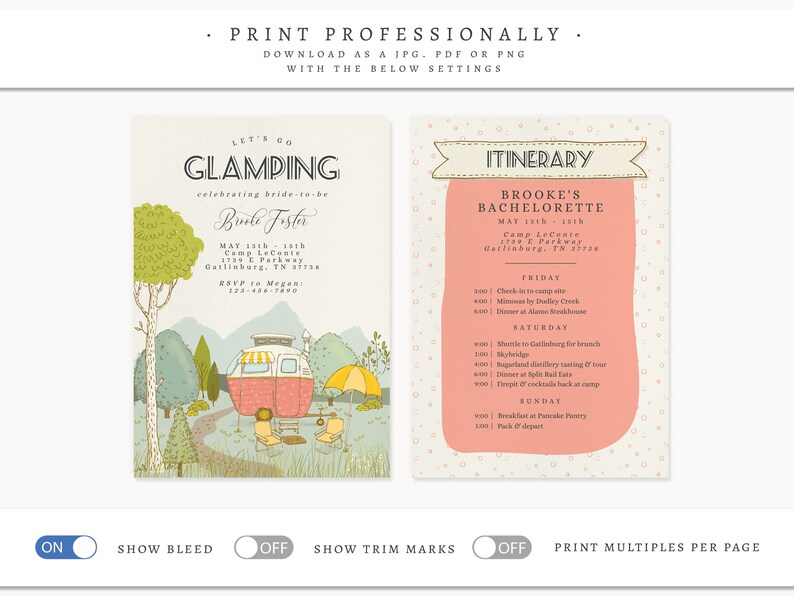 Editable Glamping Bachelorette Party Invitation Printable - Etsy Canada