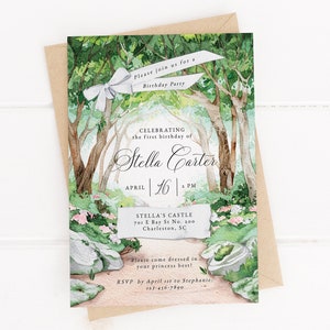 Enchanted Forest Editable Birthday Party Invitation, Printable Secret Garden Party Invite Template, Magical Woodland Digital Phone Invite