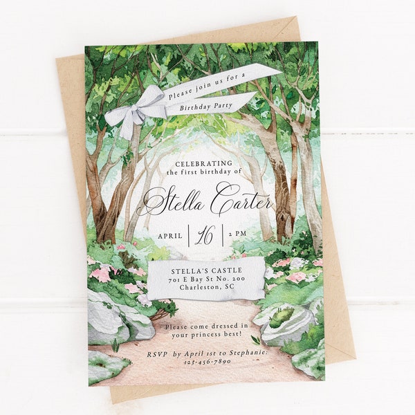 Enchanted Forest Editable Birthday Party Invitation, Printable Secret Garden Party Invite Template, Magical Woodland Digital Phone Invite