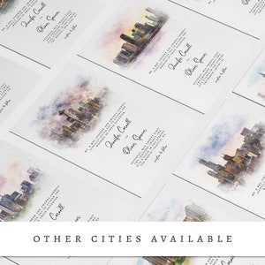 Indianapolis Watercolor Wedding Invitation, Editable Downtown City Skyline Printable Invite Template, Indiana Wedding Invitation Download image 5