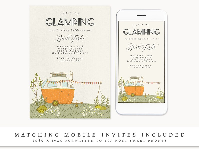 Editable Glamping Bachelorette Party Invitation Printable - Etsy