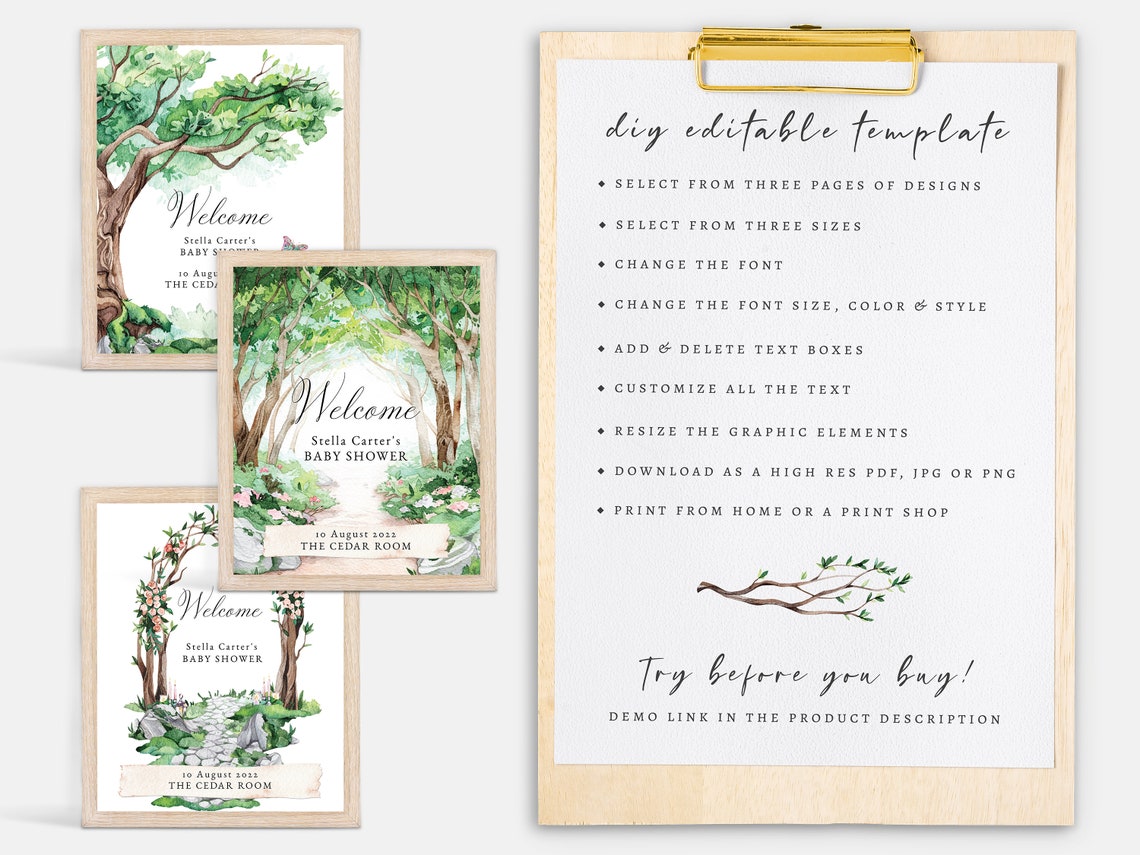 Enchanted Forest Editable Welcome Sign Printable Secret - Etsy