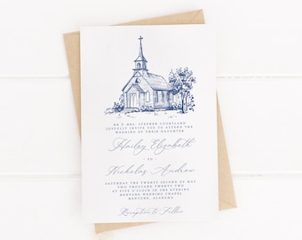 Bearbeitbare Kirchenhochzeitseinladung, druckbare Kapelleneinladungsvorlage, Mobile digitale Einladung zur Kapelle, handgezeichnete Venue Card