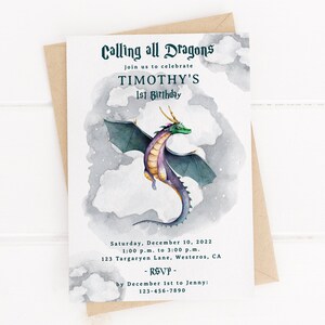 Editable Dragon Birthday Invitation, Printable Magical Creatures Party ...