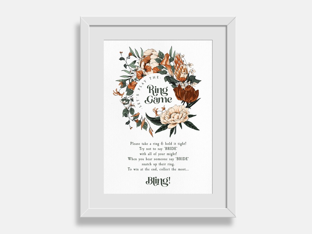 Boho Peony Editable the Ring Game Template, Printable Rustic Bohemain ...