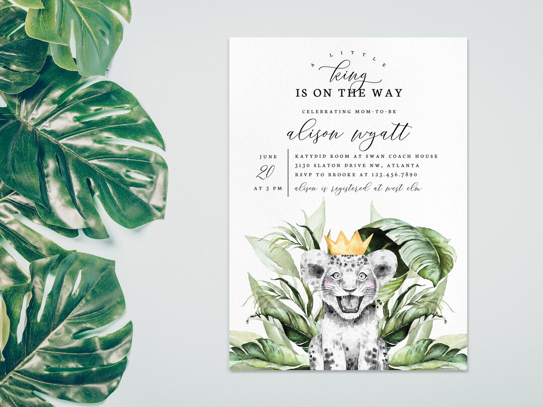 Editable Lion Baby Shower Invitation, Printable A Little King Invite ...