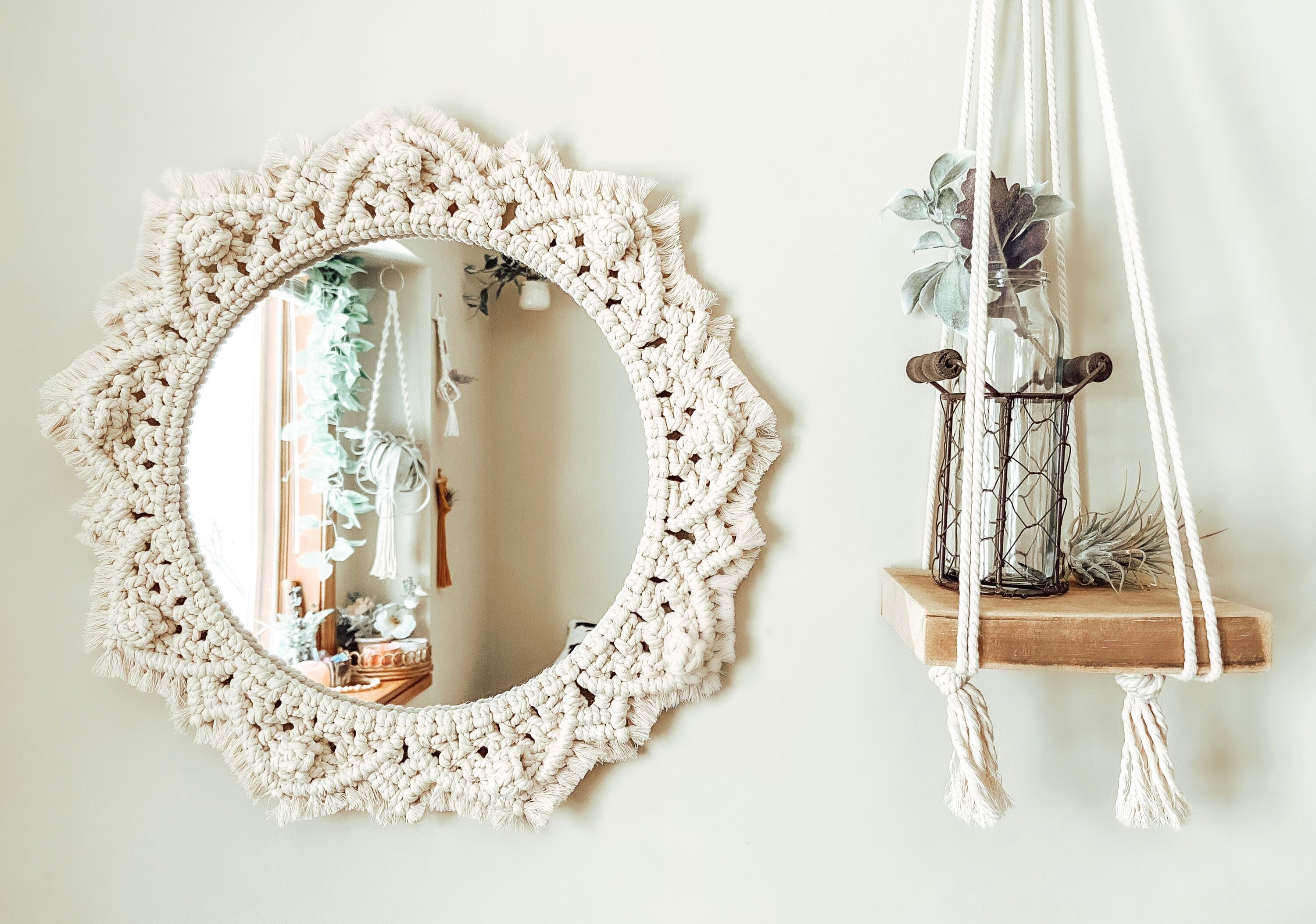 Round Macrame Mirror Macrame Wall Hanging Handmade Etsy