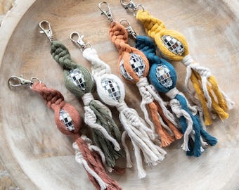 Macrame Disco Ball Keychain | Boho Accessories | Back To The 70’s | Under 10 | Bag Charm | Bridesmaid Gift