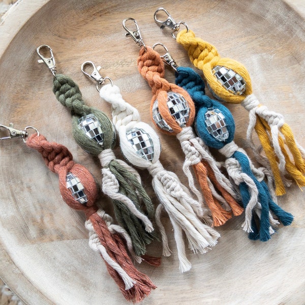 Macrame Disco Ball Keychain | Boho Accessories | Back To The 70’s | Under 10 | Bag Charm | Bridesmaid Gift