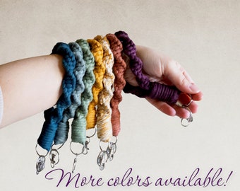 Macrame Wristlet Keychain: Boho Key Fob, Recycled Cotton Cord