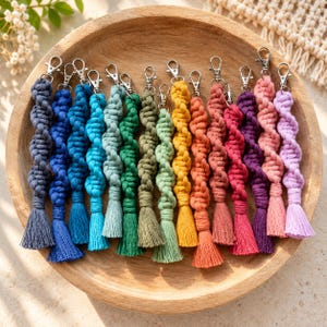 Boho Macrame Keychain: Recycled Cotton, Lightweight Tassel