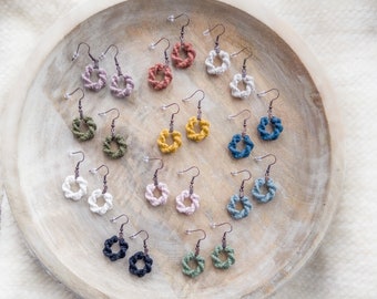 Mini Macrame Hoop Earrings: Boho Flower Girl Accessories