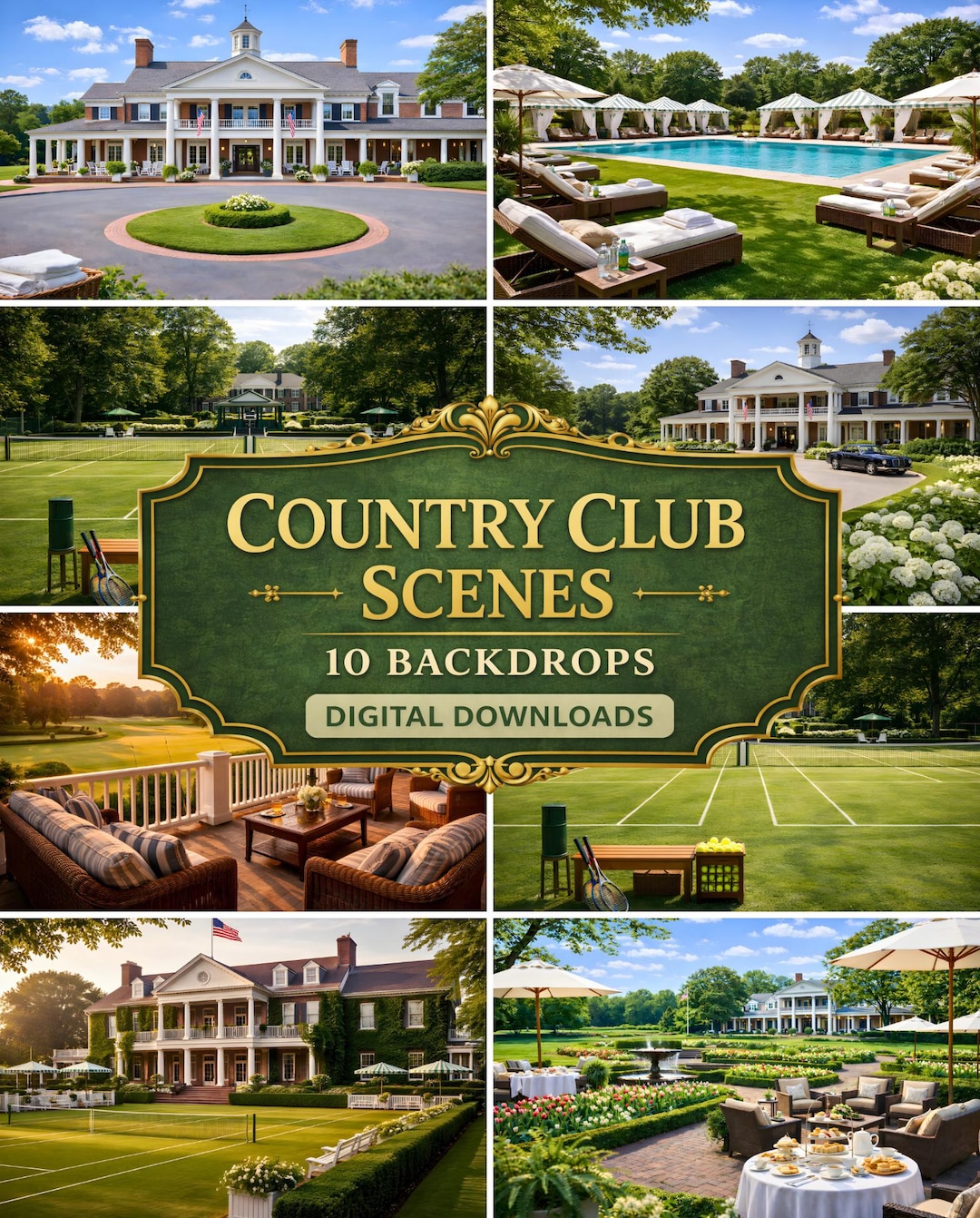Country Club Scenes | 10 Luxury Backdrops | Elegant Estate & Garden ...