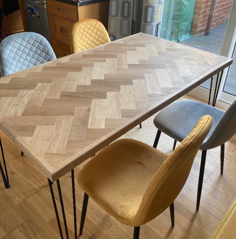 Herringbone Solid Oak Parquet Dining Table Etsy UK