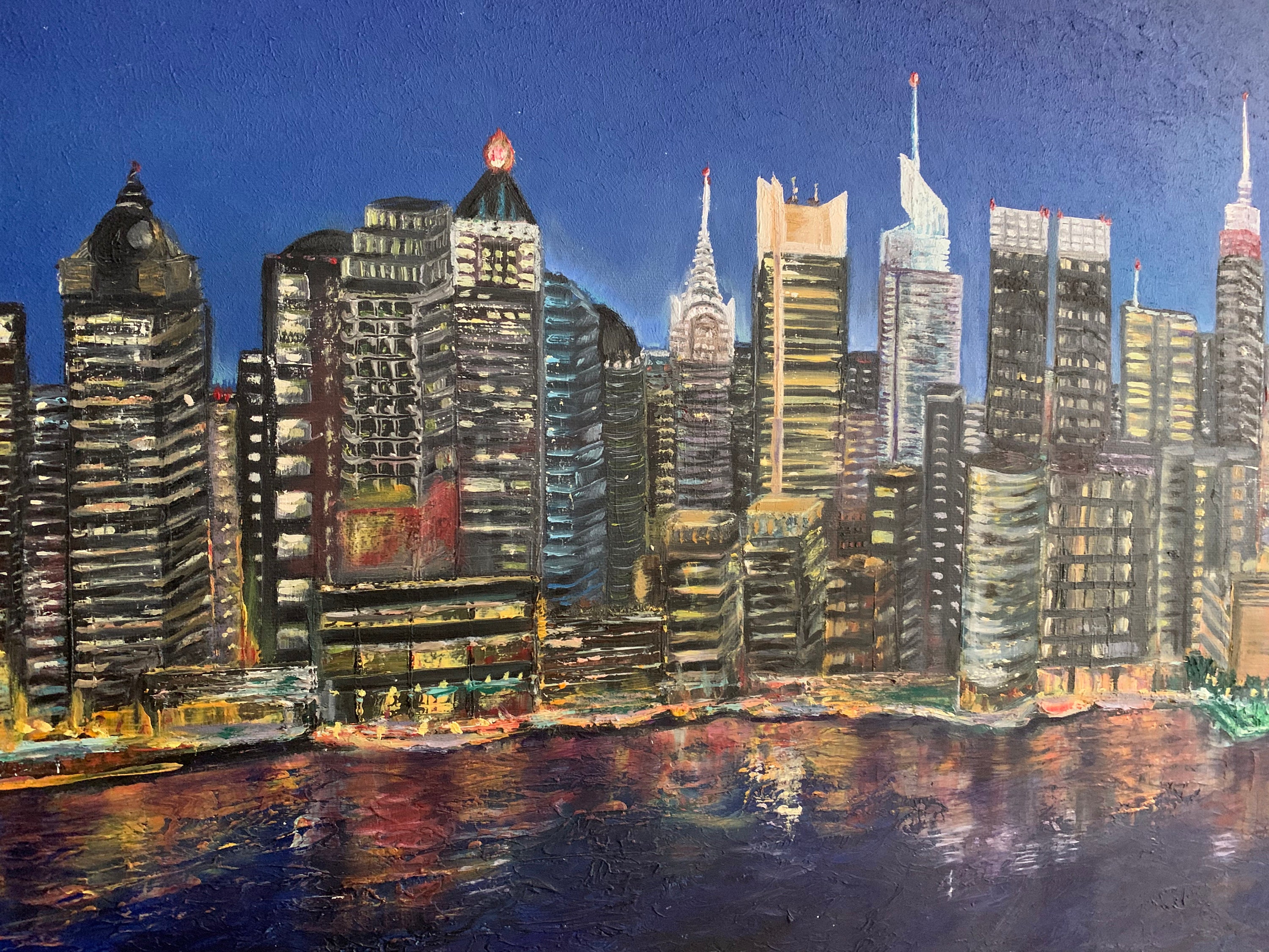 New York City Skyline Oil Painting Etsy UK