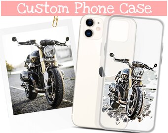 Motorcycle illustration Phone Case Car Printed Phone Case Gift For Dad Custom illustrated Motorcycle Phone Case Personalized Phone Case