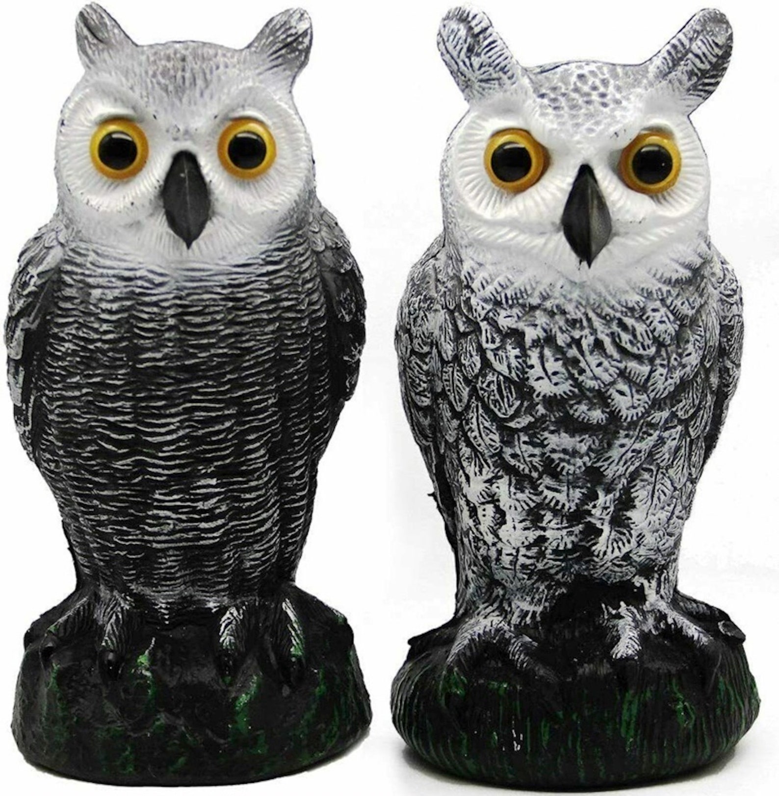 2 horned owl decoy scare crow pest repellent outdoor statues Etsy