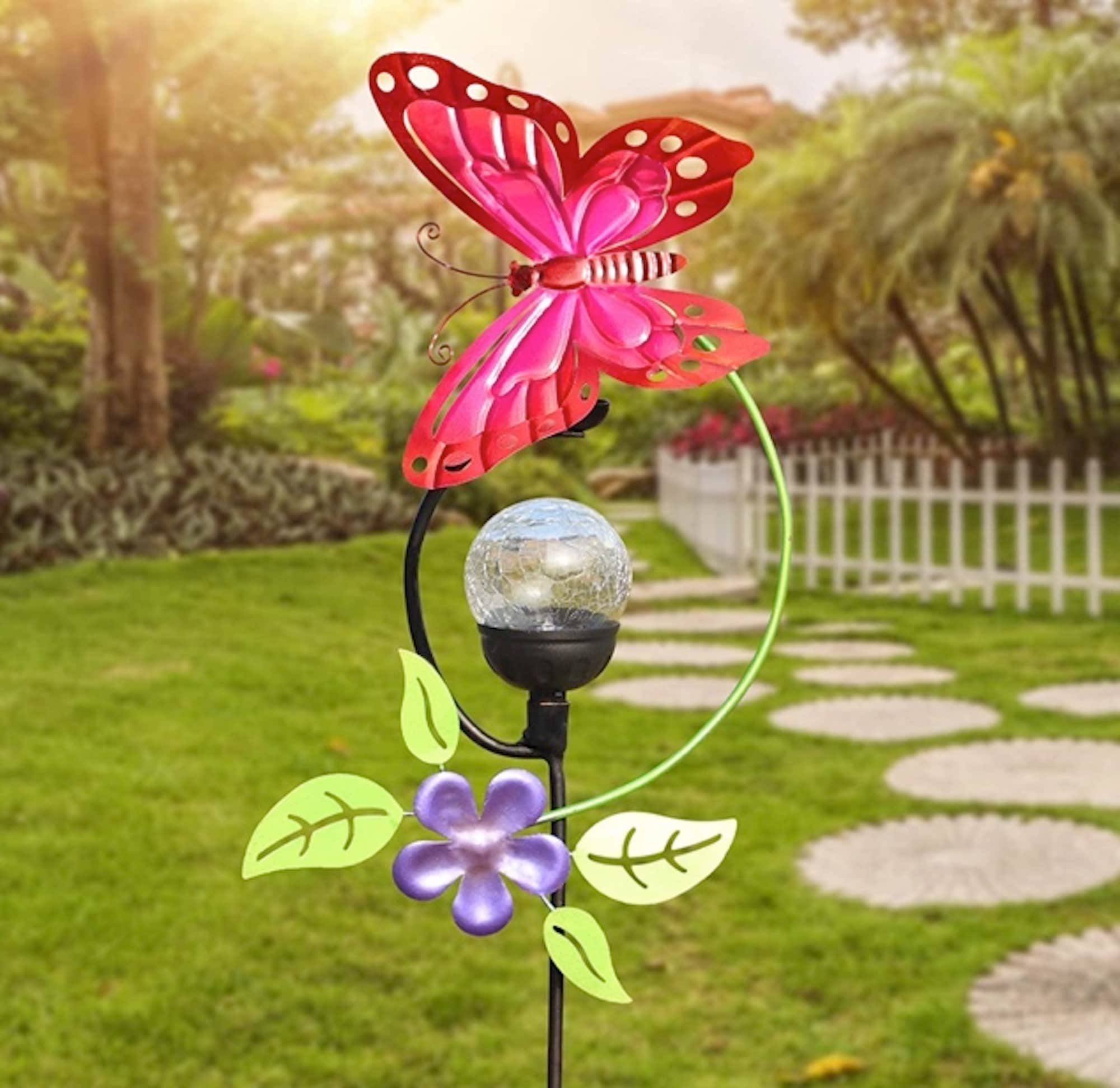 Metal Butterfly Garden Stake with Color Changing Solar Powered Etsy
