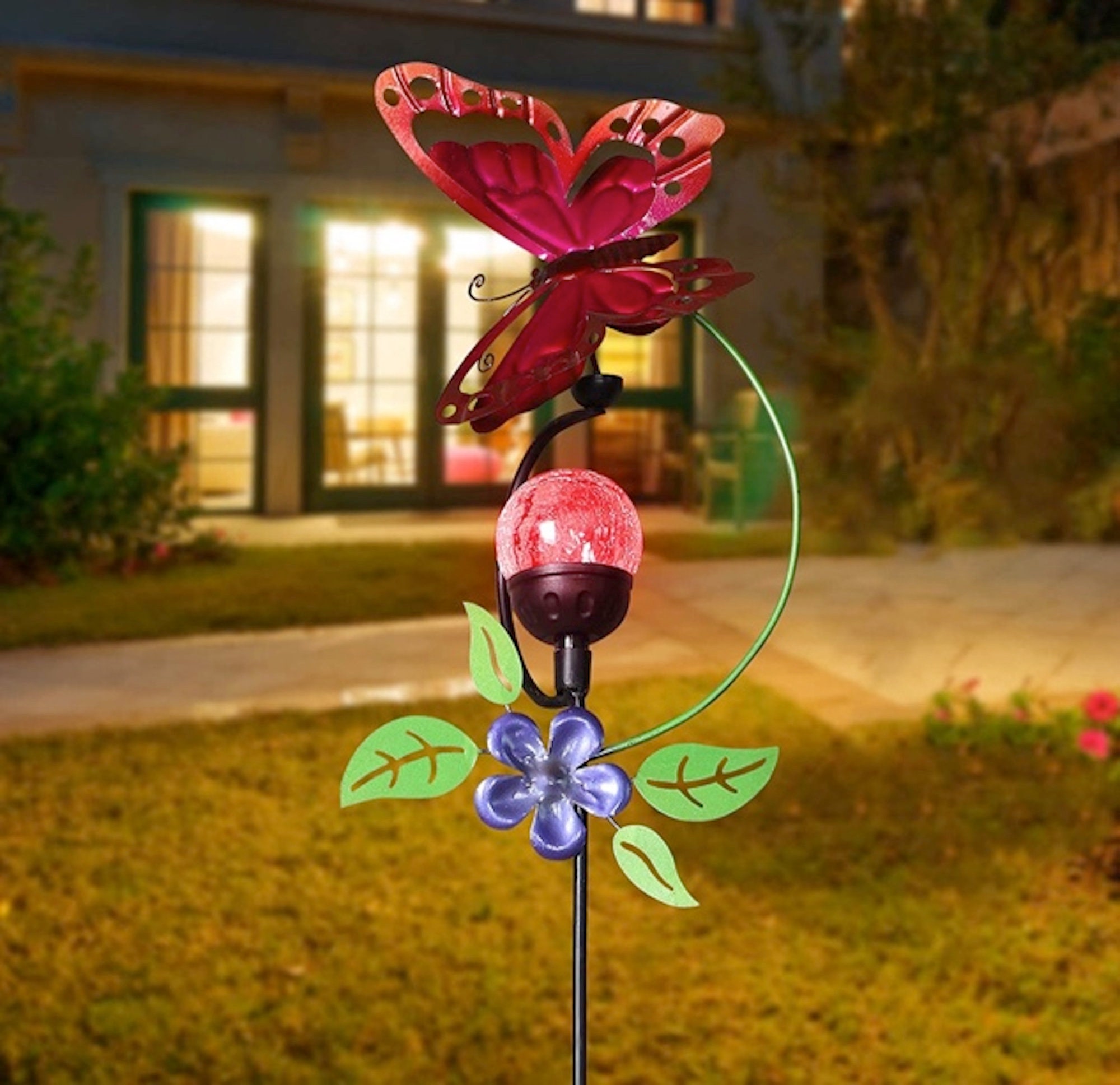 Metal Butterfly Garden Stake with Color Changing Solar Powered Etsy