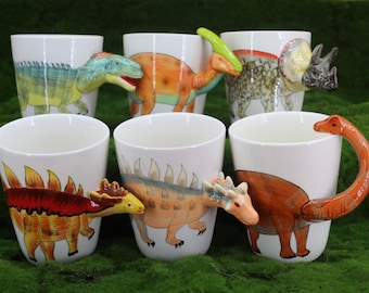 6 pc dinosaure 3D fun kids cup, tasse à café, tasse à thé, ensemble de tasse de tasse