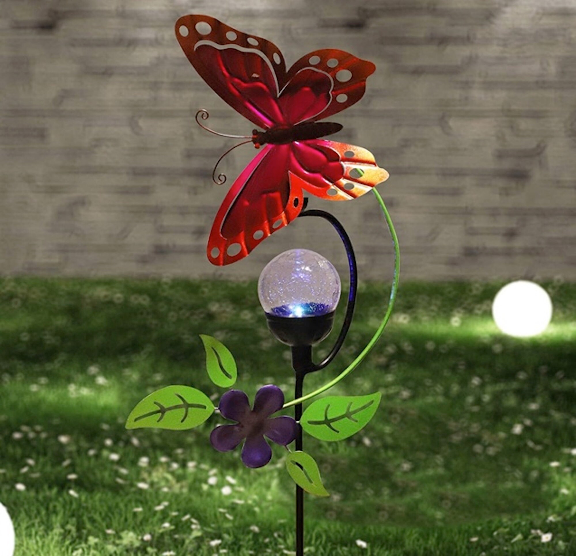 Metal Butterfly Garden Stake with Color Changing Solar Powered Etsy