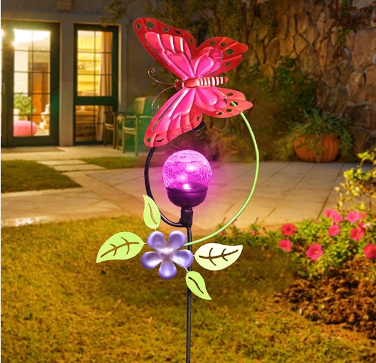 Metal Butterfly Garden Stake with Color Changing Solar Powered Etsy