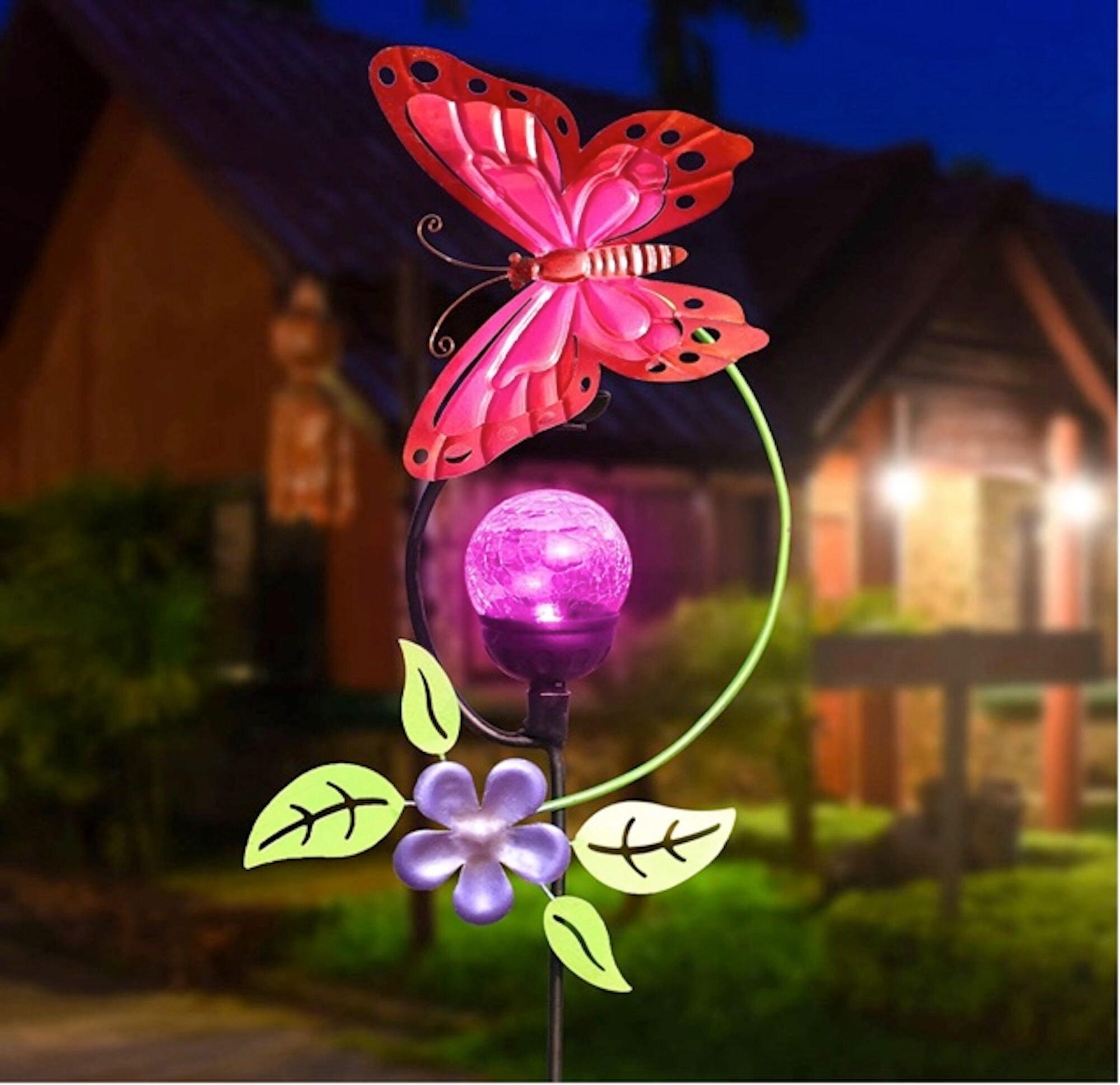 Metal Butterfly Garden Stake with Color Changing Solar Powered Etsy