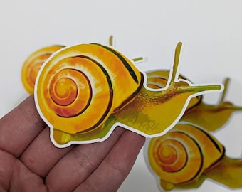 Vinyl Snail Sticker | Laptop Stickers | Goblincore | Fairycore | Handmade | 3x4 | Gift For | Cute | Cottagecore | Yellow | Scrapbook | Craft