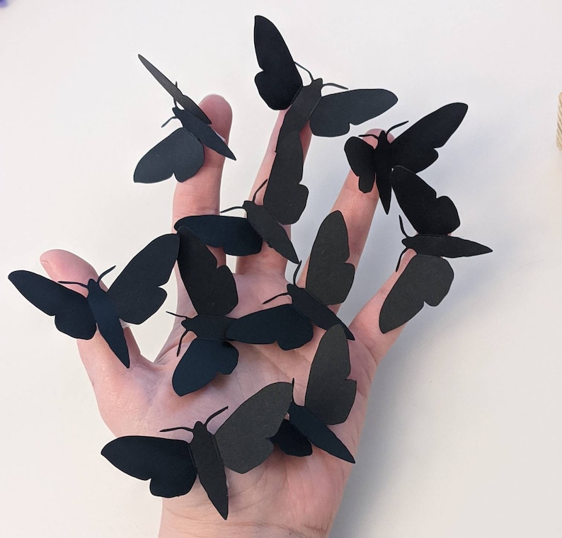 Black Moth Decorations Paper Moths Halloween Decor Craft Etsy