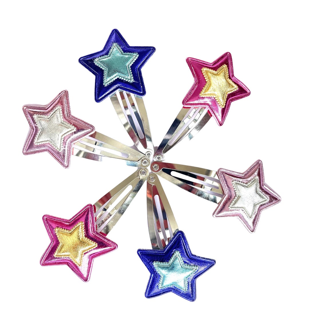 Star Hair Clips, Girls Snap Clips, Star Clips, Rainbow Clips Etsy