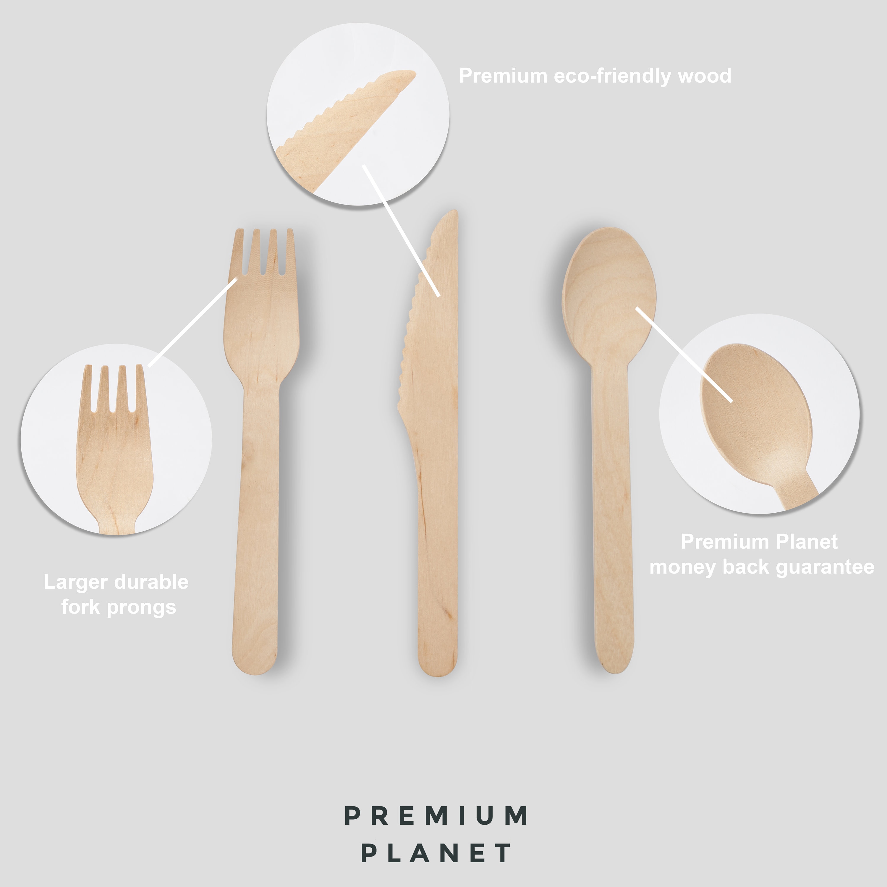 Premium Biodegradable Wooden Cutlery 150x Set Eco Etsy