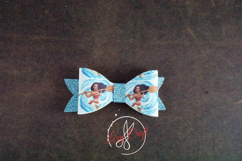 Faux Leather Hair Bow Disney Moana Bow Child Hair Bow - Disney Princess Bow 3 14