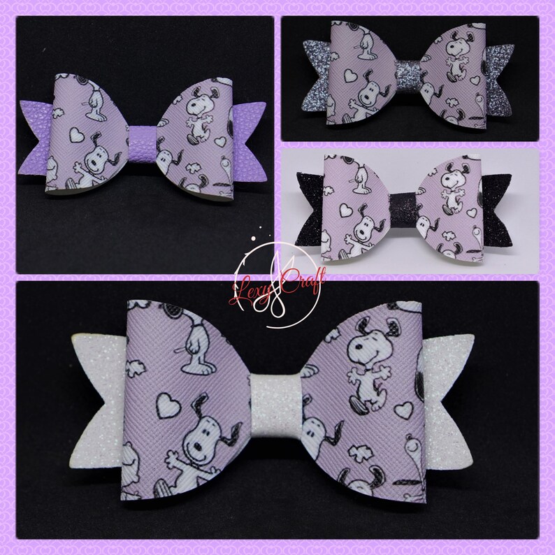 Faux Leather Hair Bow Snoopy Bow 3 14 Child Hair Bow Peanuts Bow